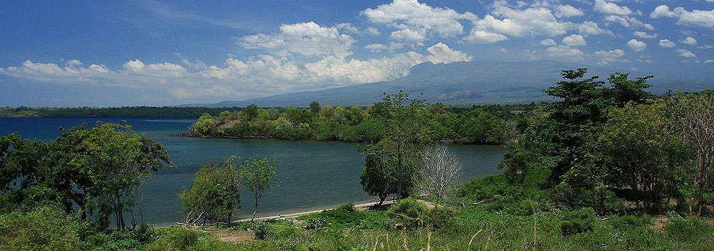 Gunung Tambora seen from far away from the Dompu-Calabai road