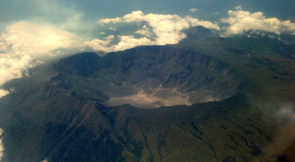 Aerial view of Gunung Tambora and its huge crater. Photo courtesy of Nick Hughes.