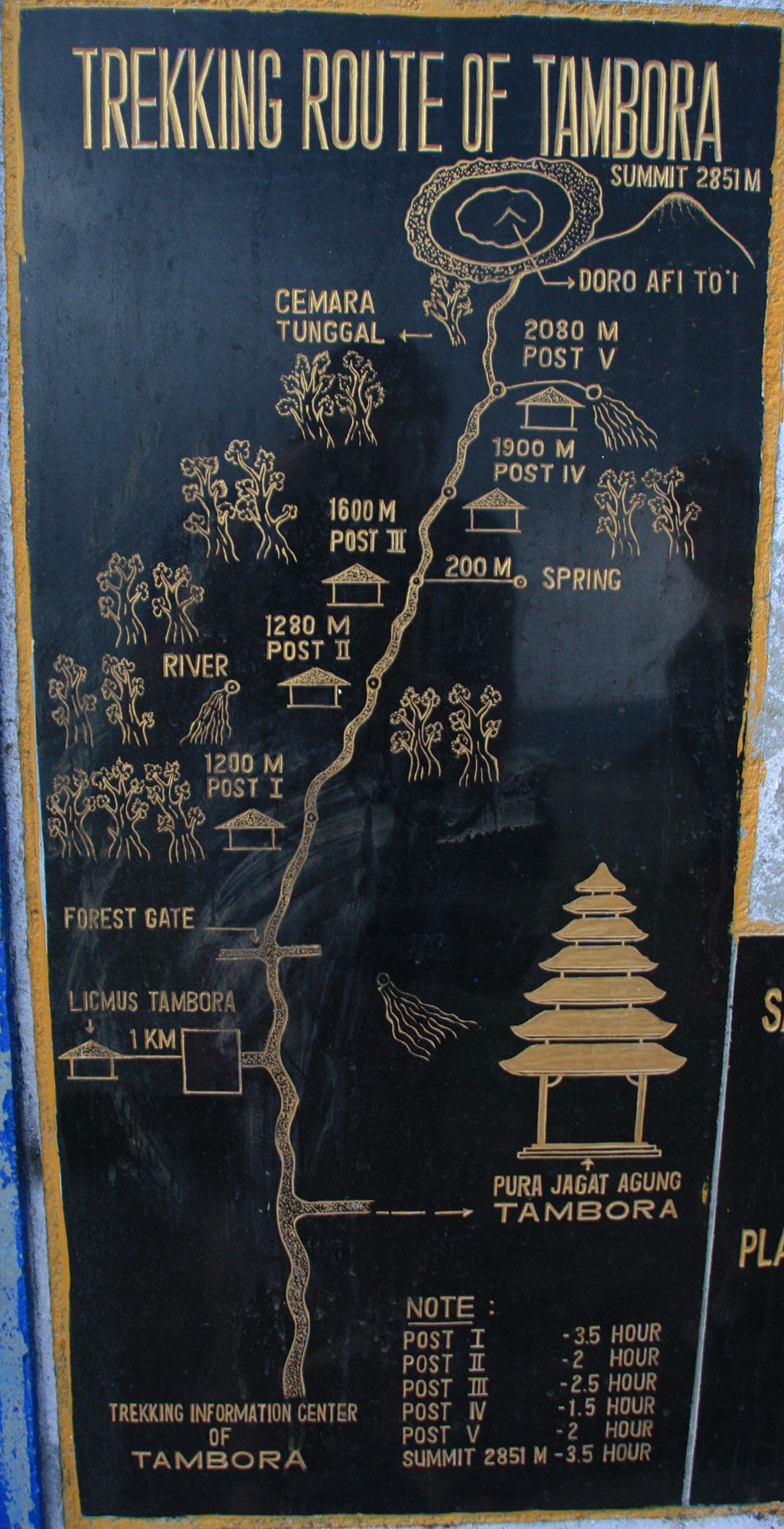 Trekking route - map of Mount Tambora